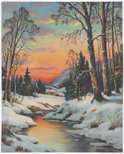 william m thompson winter sunset scene
